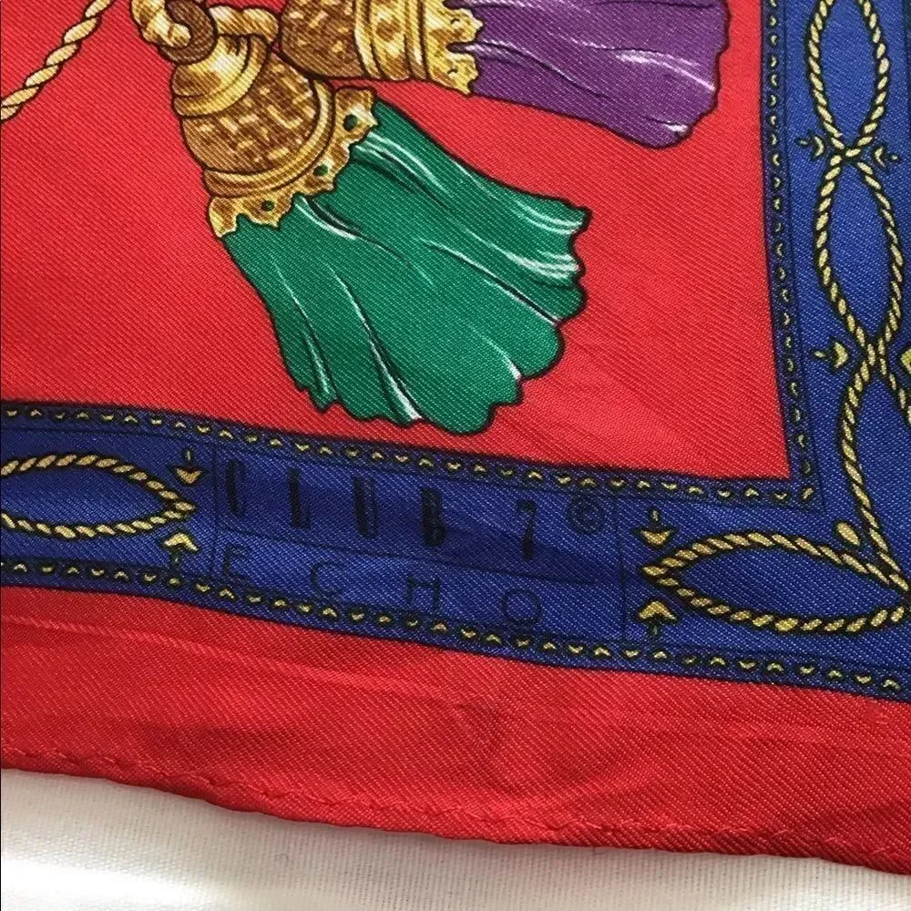 Vintage Echo Club 7 Silk Tassel & Drum Scarf